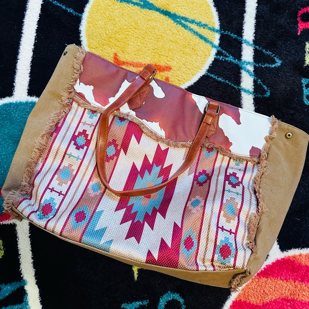 Western tote bag with matching wallet